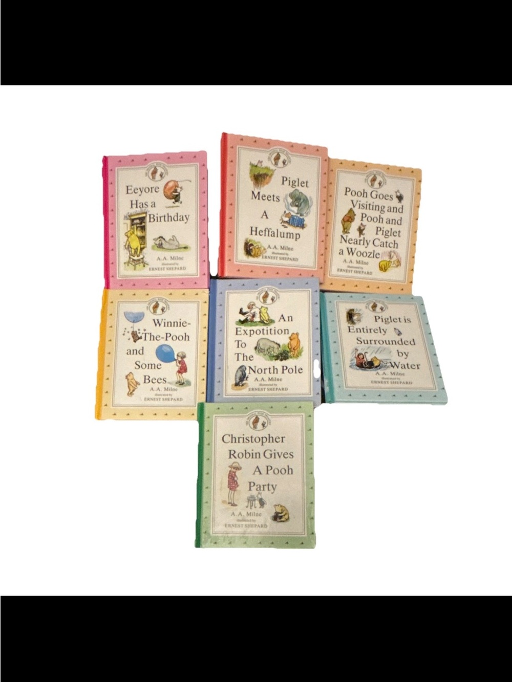 Set of 6 Winnie-the-Pooh Mini Books - Pastel Rainbow Covers